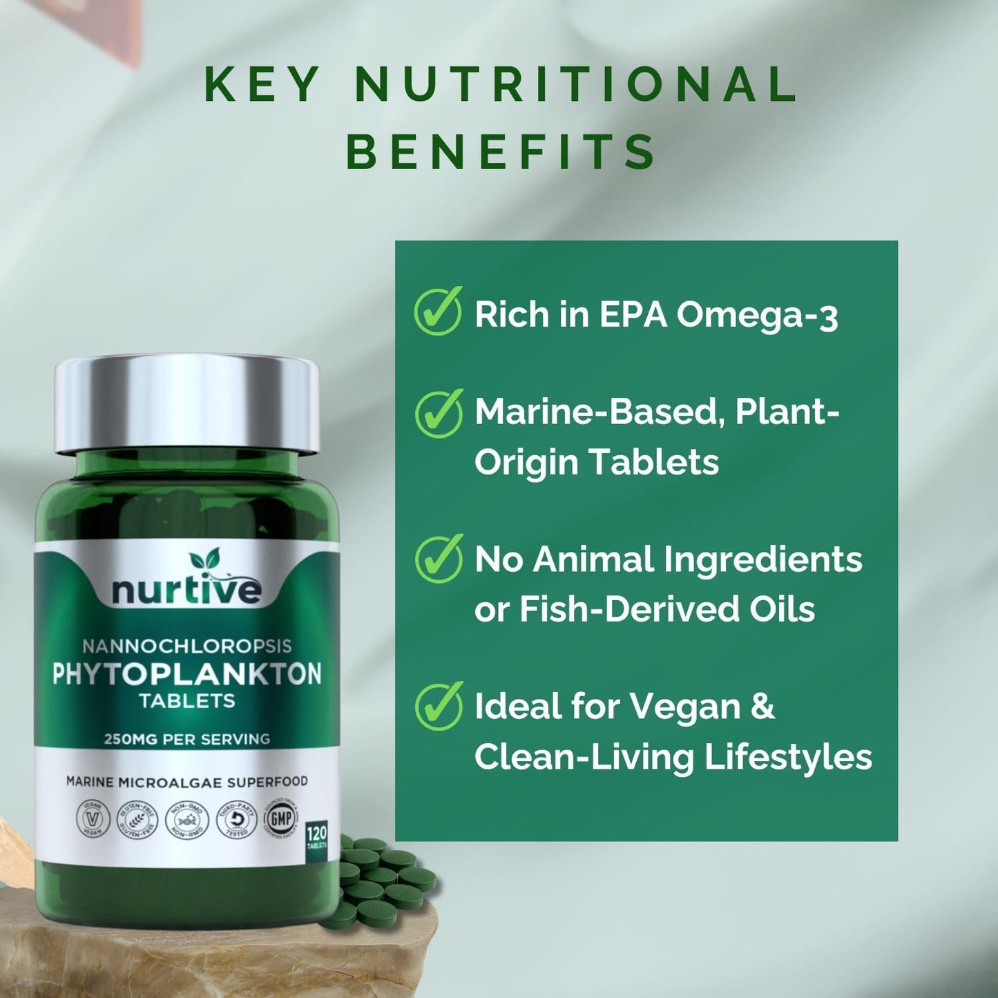 Nannochloropsis Phytoplankton Tablets – 250mg per Serving