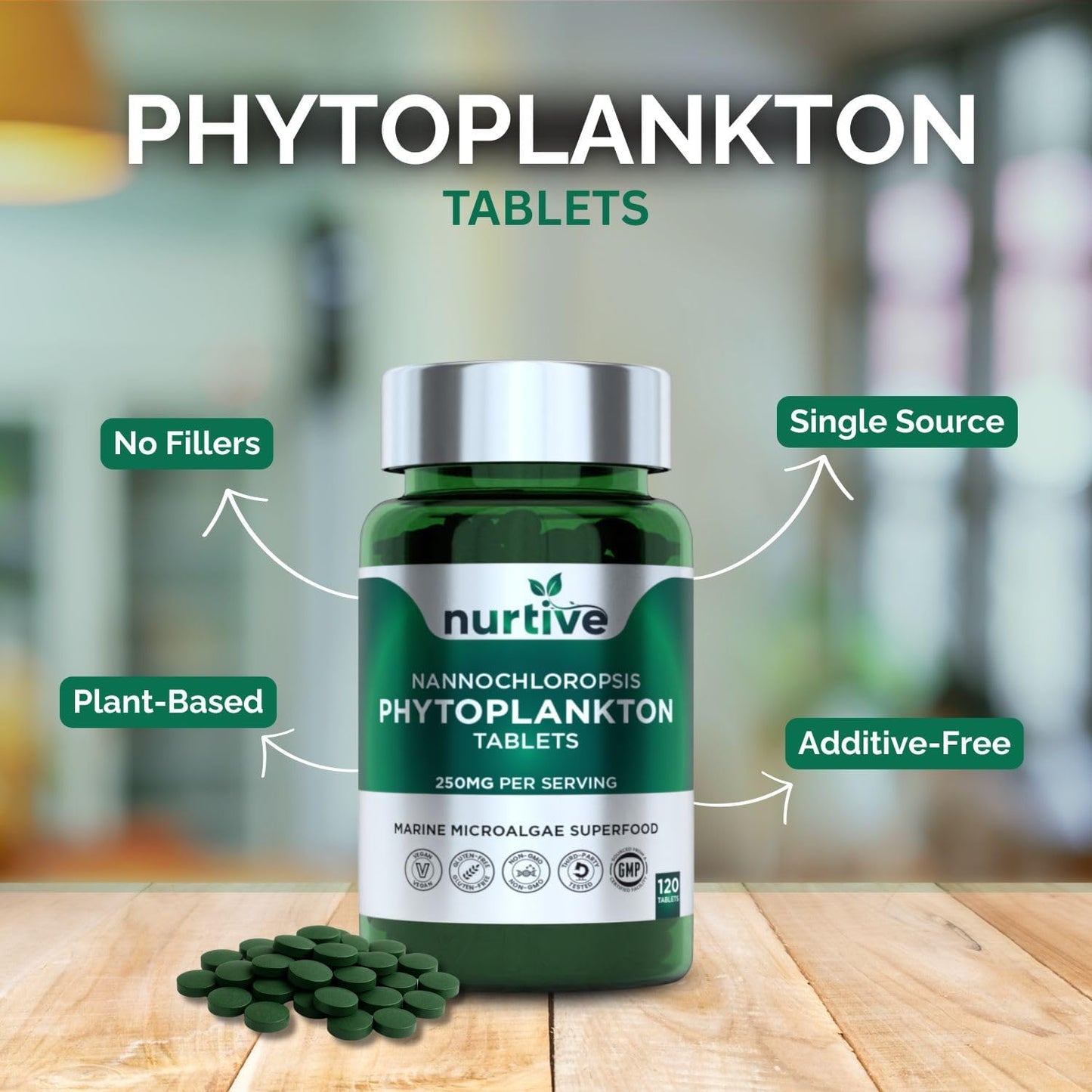 Nannochloropsis Phytoplankton Tablets – 250mg per Serving